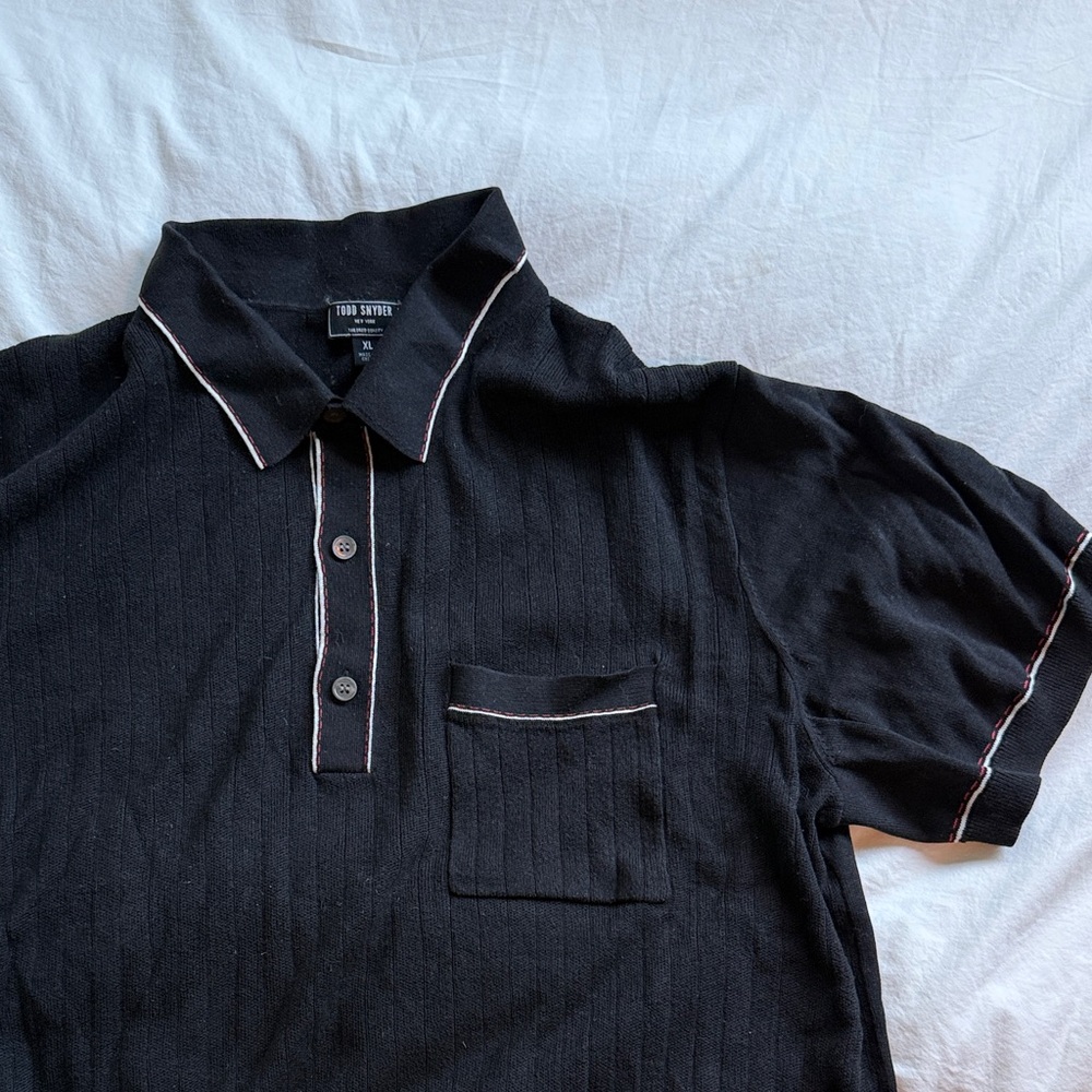 Todd Snyder Black Polo with White Trim